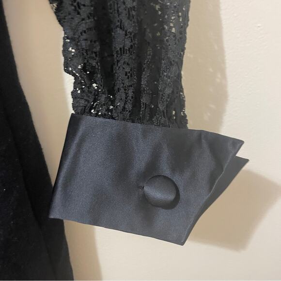 Andrea Jovine Black Lace Wool Collared Mini Dress Size Small - Picture 6 of 11